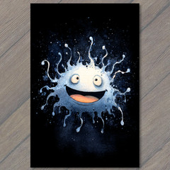 STICKER Happy Splatter Creature Glowing Face Cosmic Halloween Humor