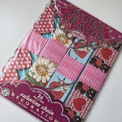 eeBoo Valentine Paper Chain kit featuring vintage-style illustrations of hearts