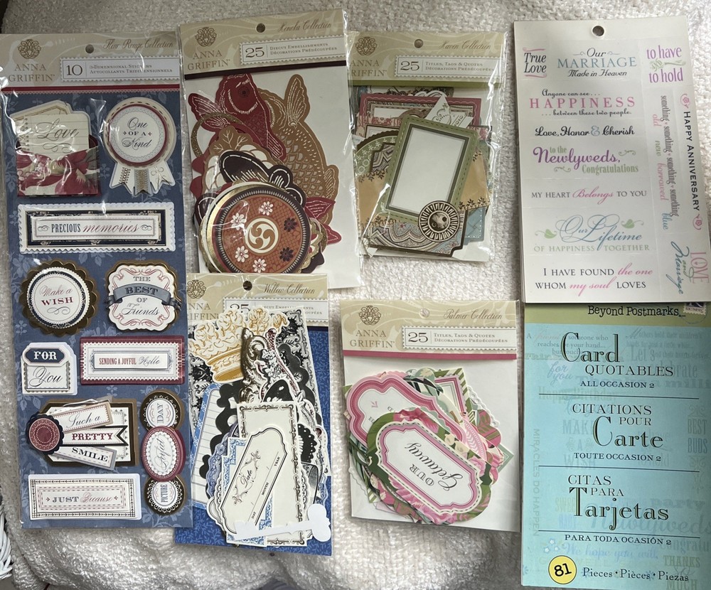 Lot of 7 Anna Griffin K&Company Scrapbooking Card Making Embellishments Die Cuts