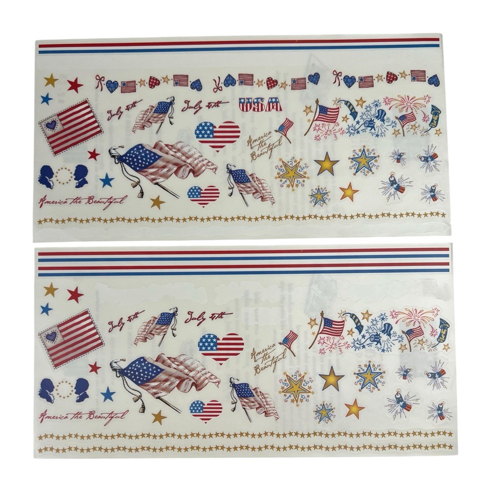 PSX Vintage 2001 Americana Stickers SR6009 Two Partial Sheets 12” x 6” July 4th