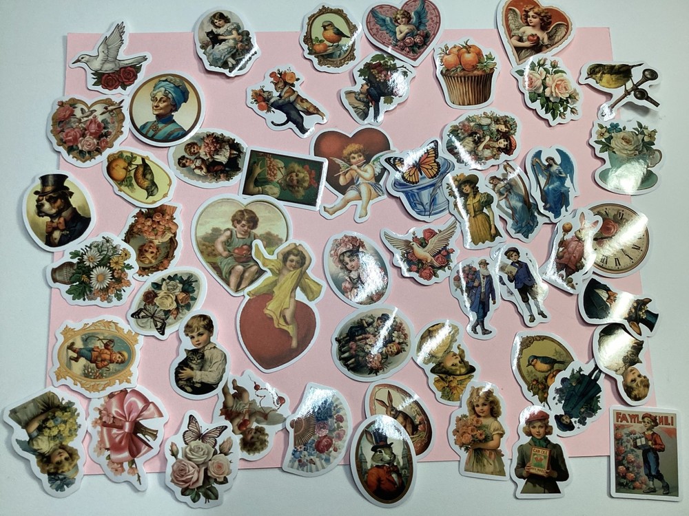 Victorian Style Valentine Stickers 50 Pieces