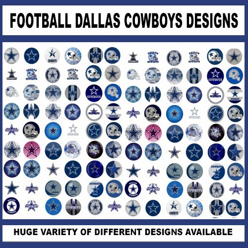 100 Precut COWBOYS FOOTBALL TEAM BOTTLE CAP CHARM TRAY IMAGES 1 inch DESIGNS