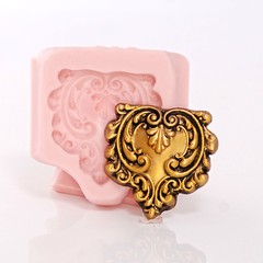 Scroll Work Heart Shaped Silicone Mold Food Safe Fondant Craft Jewelry Mold (753