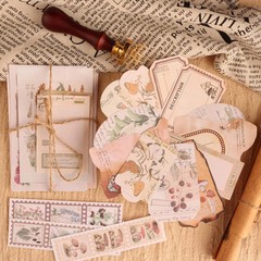200Pcs Vintage Scrapbook Stickers, Aesthetic Junk Journal Stamping Supplies Kit,