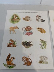 Vintage Current Critter 1988 Stickers Two Sheets Raccoon Fawn Frog Mouse Etc.