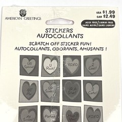 NEW Stickety Doo Da SCRATCH OFF HEARTS American Greetings Stickers 2 Sheets