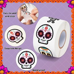Sugar Skull Waterproof Vinyl Stickers – 1000 Count for Festive Celebrations