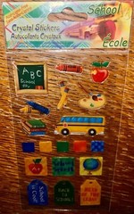 ECOLE Crystal Stickers Back To School Spirit Bus Books Crayons ABC Art Scrapbook