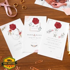 WSICSE 60pc Red Wax Seal Stickers Rose