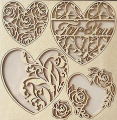 Stamperia DECORATIVE CHIPS – ACCENTS 5.5″ x 5.5″ – ROSE PARFUM – HEARTS