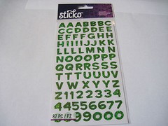 Scrapbooking Stickers Sticko Funhouse Green Metallic Alphabet Numbers Alphabets