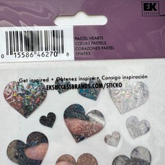 Sticko Stickers Vellum PASTEL HEARTS Holographic Scrapbook EK Success SPMT03