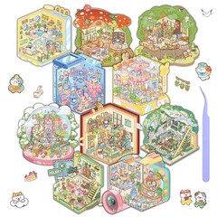 10 Sets DIY 3D House Stickers, Scene Miniature Sticker