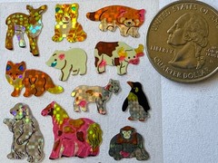 TINY ANIMALS Prismatic Stickers (26pcs)Giraffe•Bears•Rabbit•Horse •Elephant•Fox•