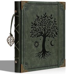 Vintage Leather Photo Album 4×6 Scrapbook 120 Photos Refillable Green Tree of Li