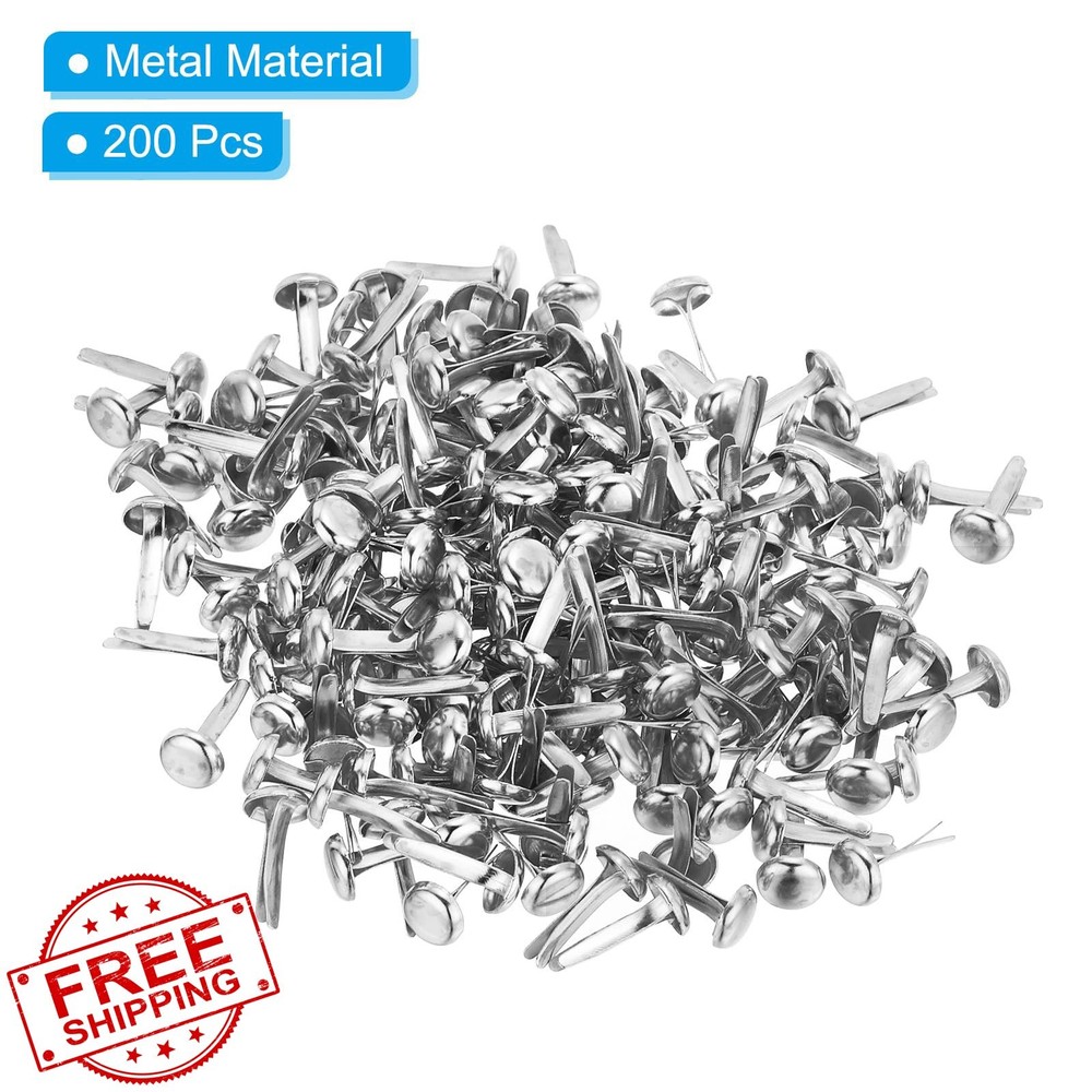 Paper Brass Fasteners, 200 Pcs, Pastel Mini Brads, Silver Craft