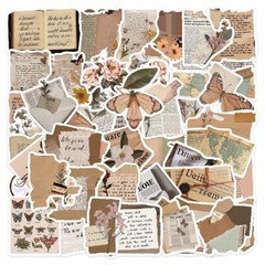 50pcs RETRO COTTAGECORE Vintage Stickers,Aesthetic Victotia Flowers Peacock,251