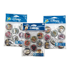 Tinkerbell Mickey Pluto Minnie Mouse Goofy Bottle Caps 24 total Lot of 3 NOS