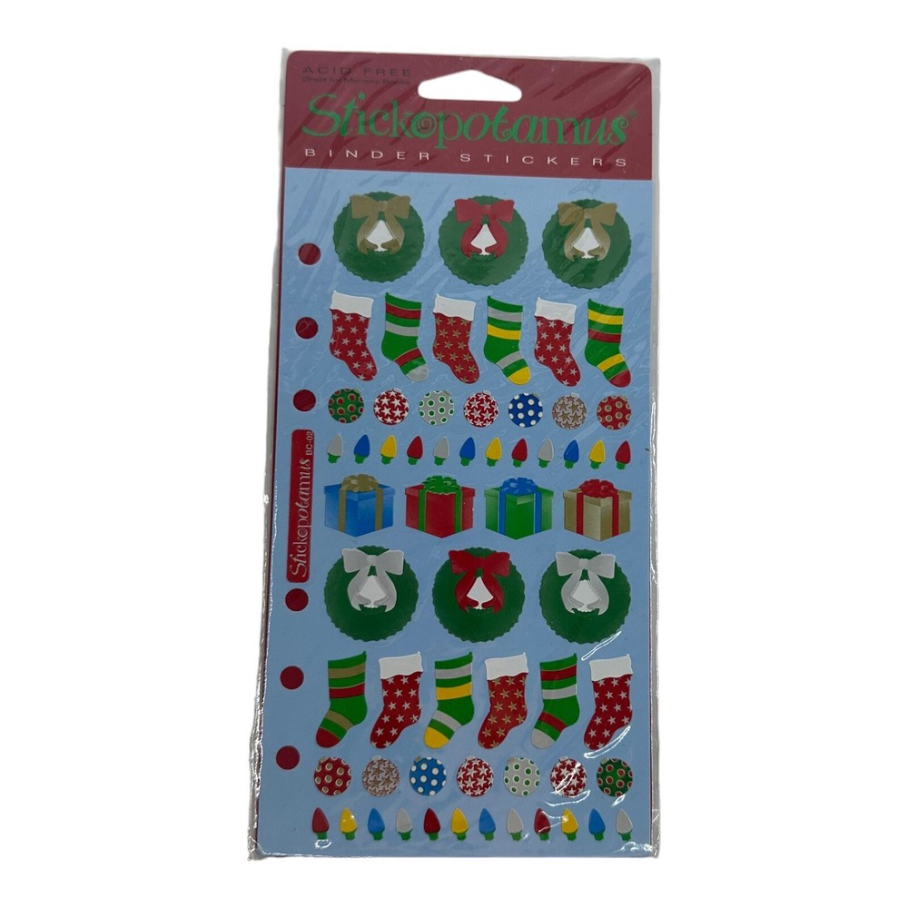 (1) Sealed Sheet Stickopotamus Binder Stickers Christmas Accessories Mod VTG NOS