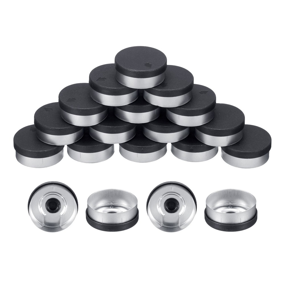20mm Caps 100PCS Burr-Free Top Caps, Black/Silver