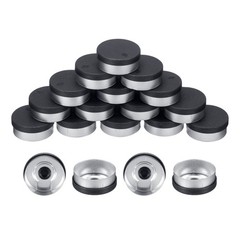 20mm Caps 100PCS Burr-Free Top Caps, Black/Silver
