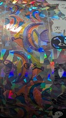 Vintage Stickers Early Sandylion ?? Prism Cats Fish Seahorse Large Sheet