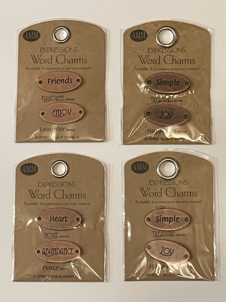 All My Memories Expressions Reversible Word Charms Four Sets of 2 Bronze