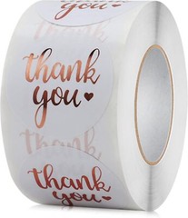 1000Pcs 1.5 Inch Thank You Stickers Font Rose Gold Foil Lables For Greeting Card