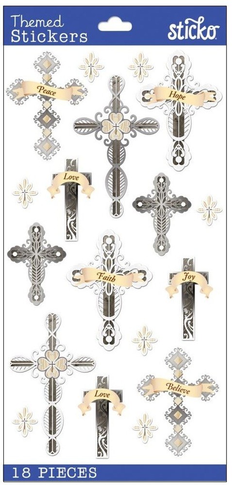 Inspirational Words & Crosses, religious scrapbook stickers – Sticko 38047