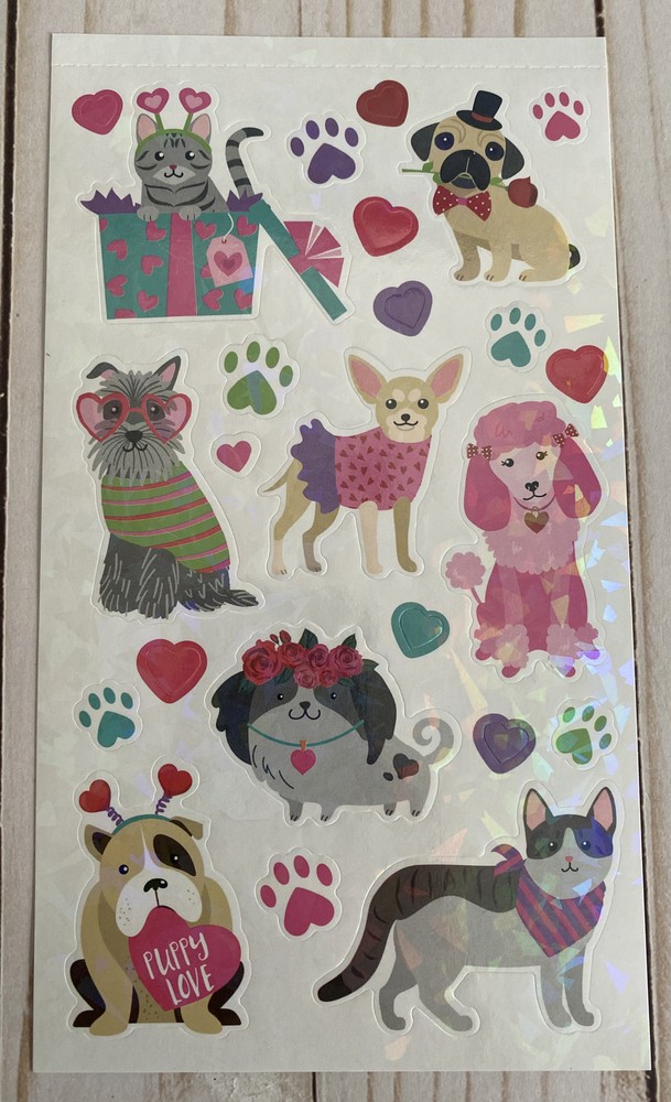 Cat Kittens Chihuahua Bulldog Dogs Puppy Love Hearts Stickers New Kids Decorate