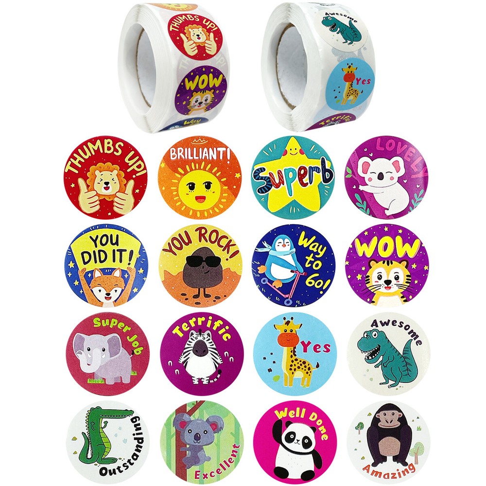 Wrapables 1 Inch Reward, Birthday, Thank You Stickers (1000pcs)​