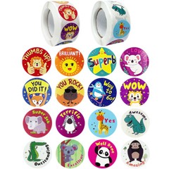 Wrapables 1 Inch Reward, Birthday, Thank You Stickers (1000pcs)​