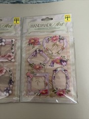 Hand Made Art Dimensional Stickers Frames & Flowers Lot Of 4 Packs