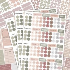 Planner Stickers 635pcs 7 Sheets Bullet Journal Calendar Date Dots Icons Set