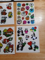 Vintage 1980s Stickers Prism Sparkle BJ Unicorns Insects Animals Faces 12 Sheets