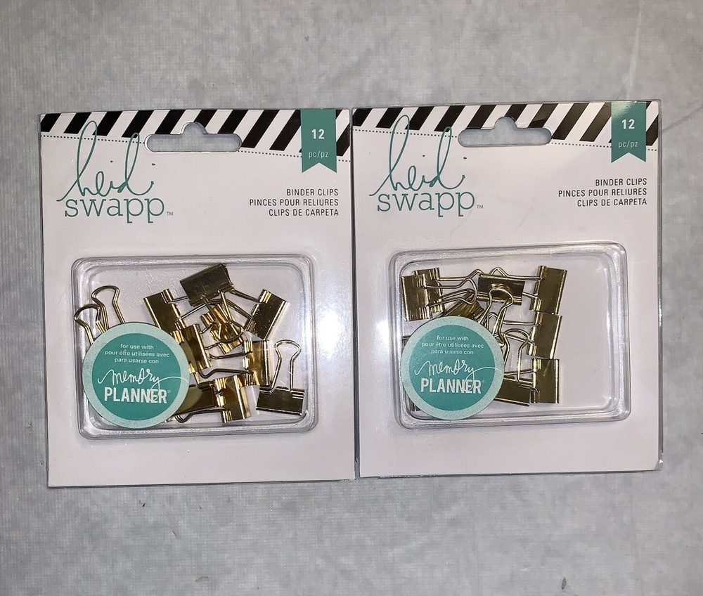 Lot of 2 Packs of Heidi Swapp Goldtone Small Binder Clips 12pcs/pack Scrapbook