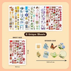 450+ Vintage Floral Journaling Stickers – Waterproof & Removable for DIY Art