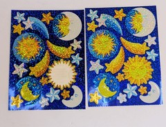 Vintage Sandylion Prismatic Foil Celestial Sun & Moon Zodiac Stickers