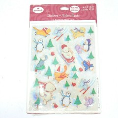 Vintage Hallmark Stickers Christmas David Walker Santa animals 1 pack 4 sheets