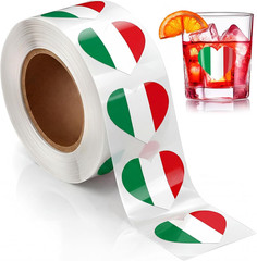 500 Sheets Italy Stickers, Italian Flag Heart Stickers Waterproof for Negroni Co