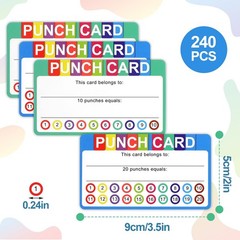 Punch Cards for Classroom, 240 Pack Kids Behavior Reward Punch Cards, Incenti…