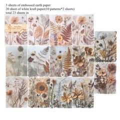 23 Sheets Vintage Flowers Texture Scrapbook Paper Journal Album Decorative Craft