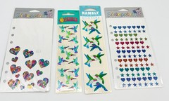 VTG Hambly Studios Stickopotamus Sandylion Stickers LOT Holographic Hearts Birds