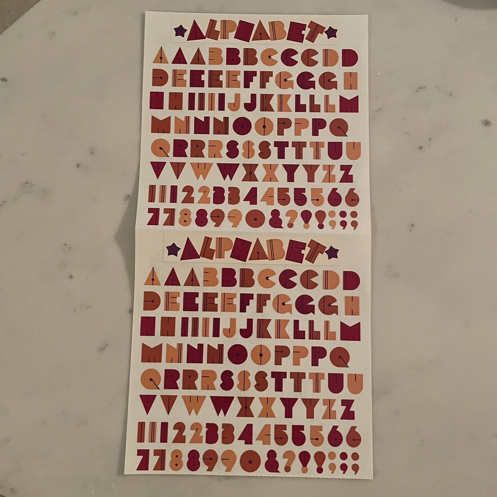 Vtg 1999 Mrs Grossman’s Earthtone Alphabet Letters Number Stickers 2 Sheets