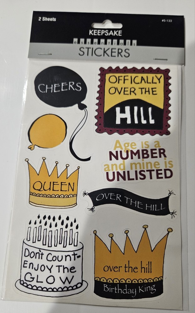 2 SIDED KEEPSAKE ESSENTIALS BIRTHDAY TITLE & PHRASE SCRAPBOOKING STICKERS