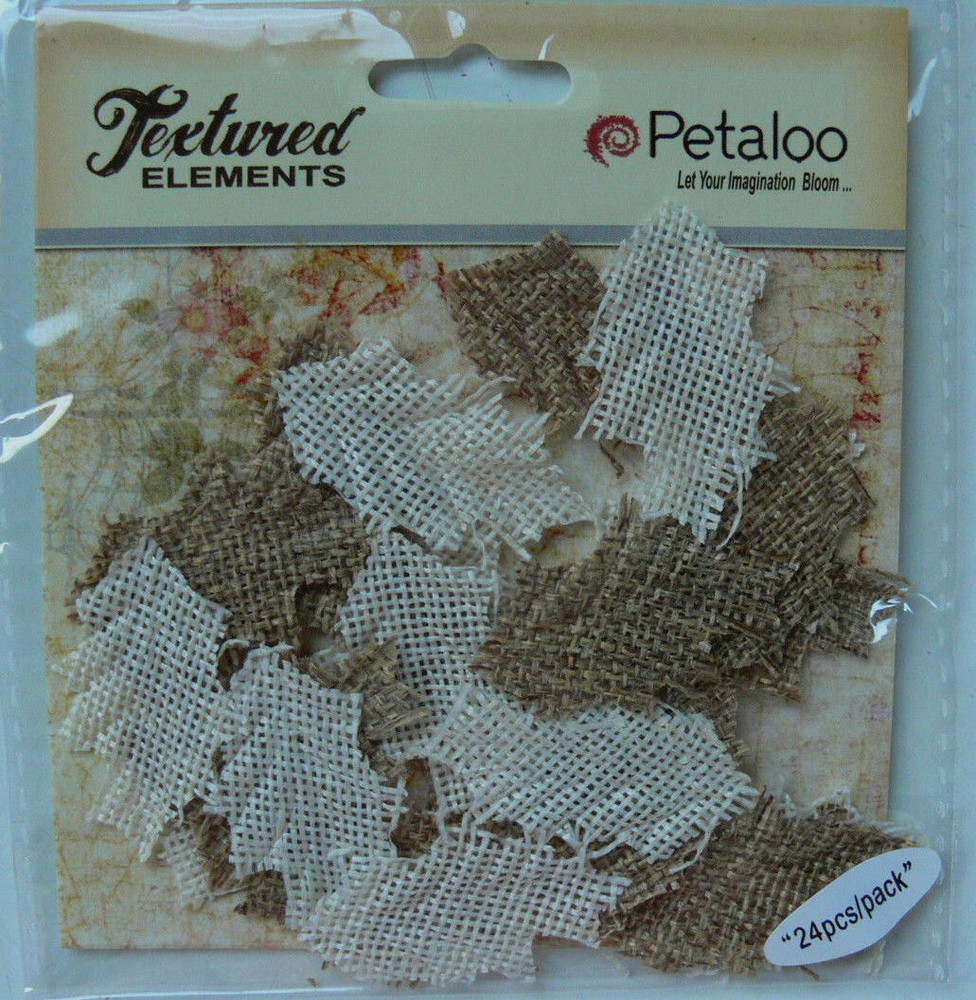 BURLAP Natural & Ivory Jute Fabric Mix – 24 LEAVES 2 x 4cm Petaloo JRBck