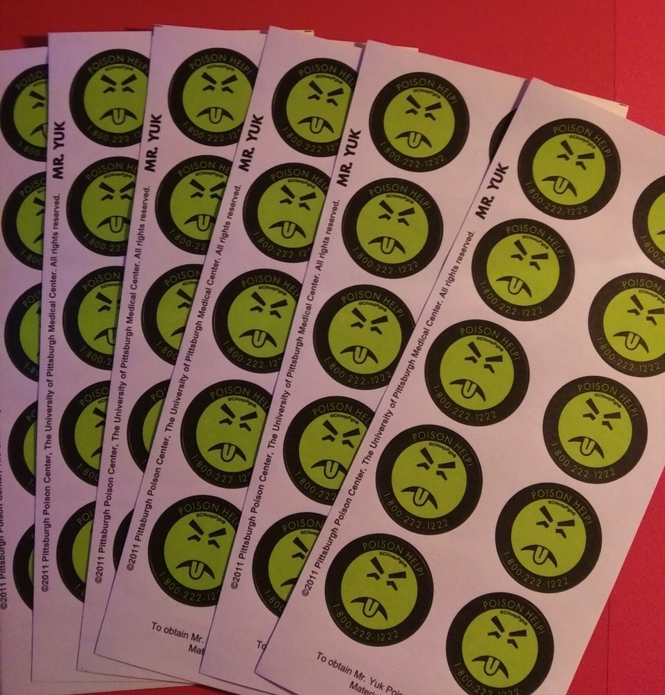 Mr. Yuk Stickers 60 Stickers (6 Sheets) Daily Shipping +Tracking ~ NEW *GENUINE*