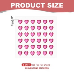 5 Sheet Heart Gem Stickers 8mm, Self Adhesive Jewel Sticker Light Pink