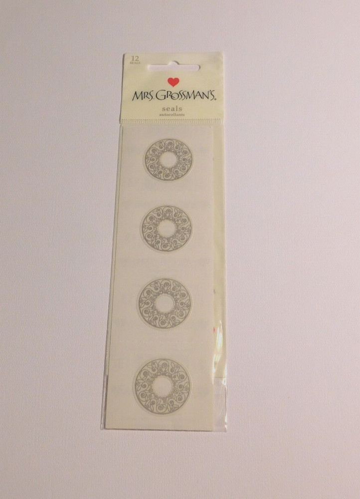 Mrs. Grossman’s Lot 3 Strips Brand New in Package White Wreath Seal Stickers