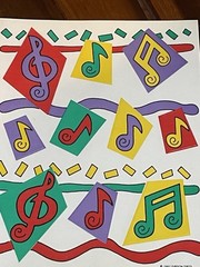 vintage 1991 gibson greetings colorful music notes sticker sheet
